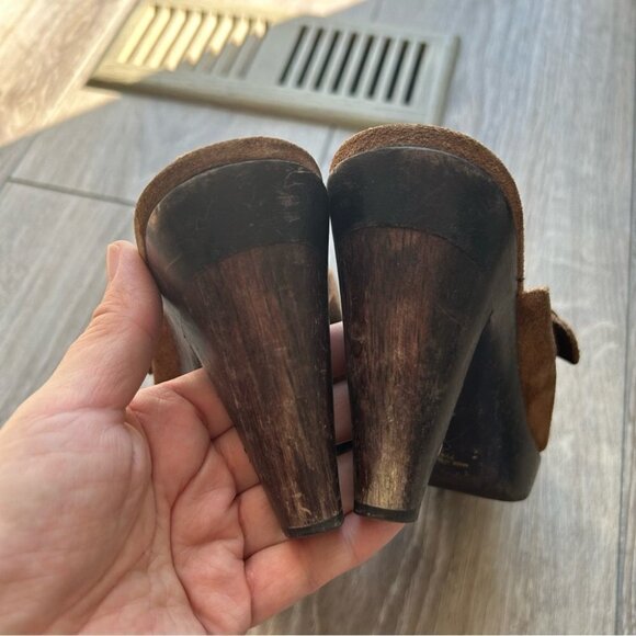 Matisse Suede Leather Wooden  Heel Western Mules Clogs - Picture 8 of 16